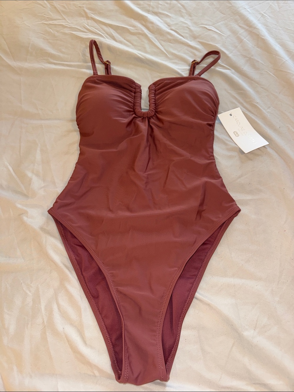 Caroline Constas Women’s One-Piece Swimsuit in Mauve Rose with Removable Straps